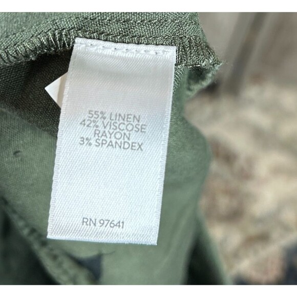 J. Jill Pants XL Petite Linen Stretch Wide Leg Pockets Green Color - Picture 7 of 8